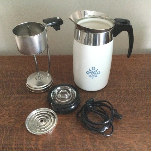 Retro Mid-Century Corningware Blue Cornflower 10 C. Electric Coffee Percolator - Picture 2 of 9